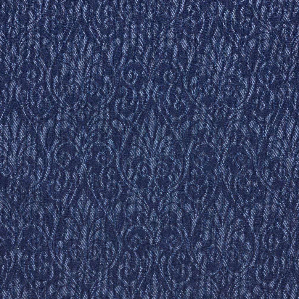 Sapphire Blue Small Floral Heirloom Damask Upholstery Fabric