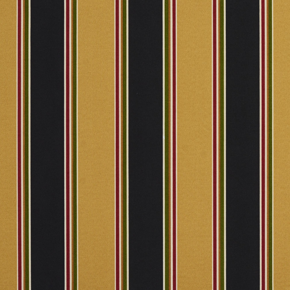 Black and Gold Large Stripe Print Upholstery Fabric