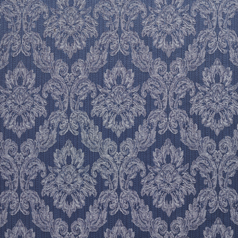 Wedgewood Blue Light and White Floral Brocade Upholstery Fabric