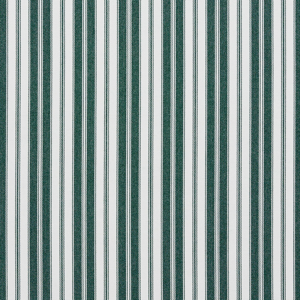 Dark Green and White Stripe Denim Upholstery Fabric