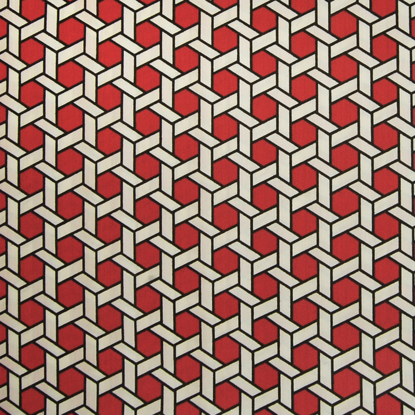 Lacquer Red Geometric Made in USA Upholstery Fabric
