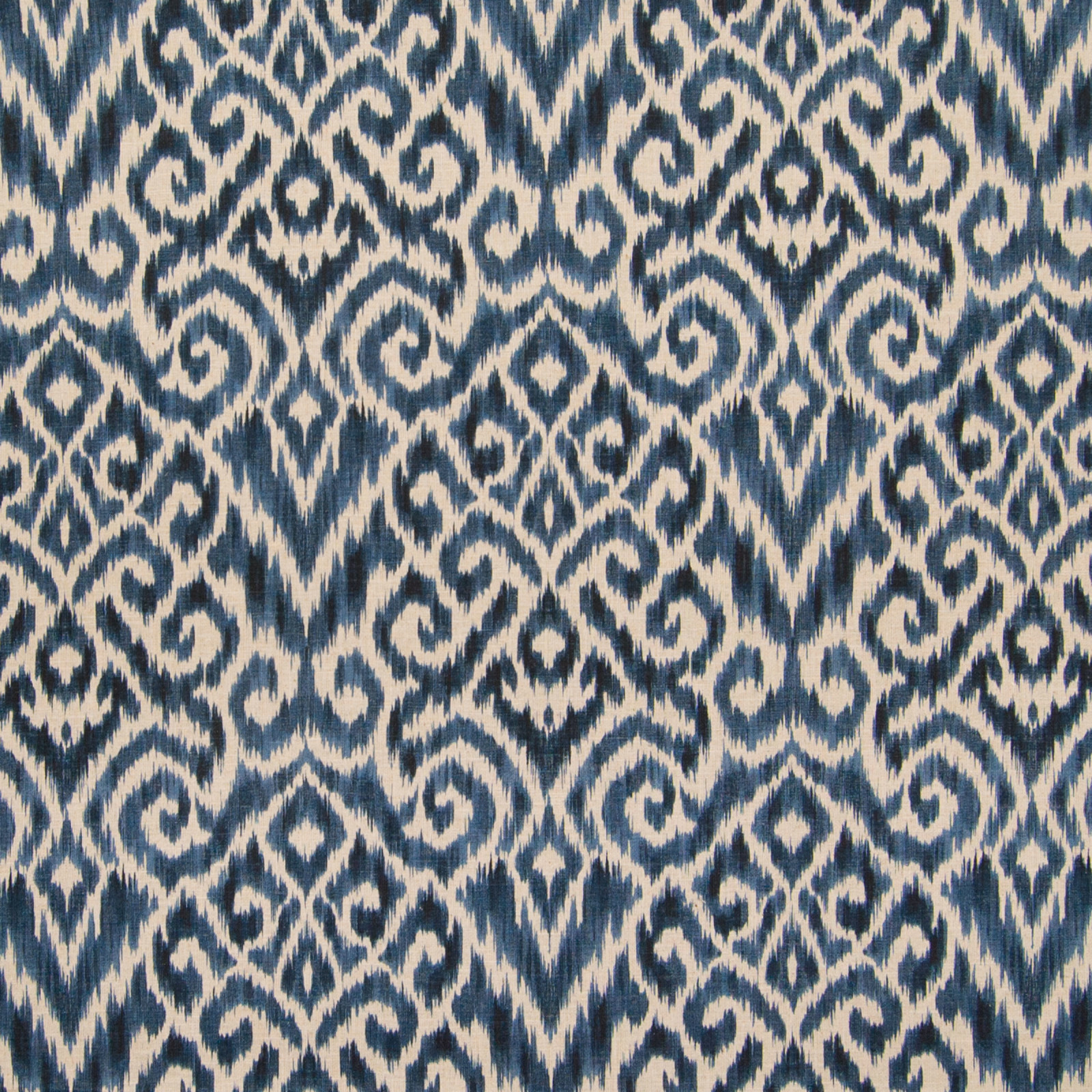 Drapery Upholstery Fabric Cotton Twill Southwestern Ikat Tie-Dye French Blue 