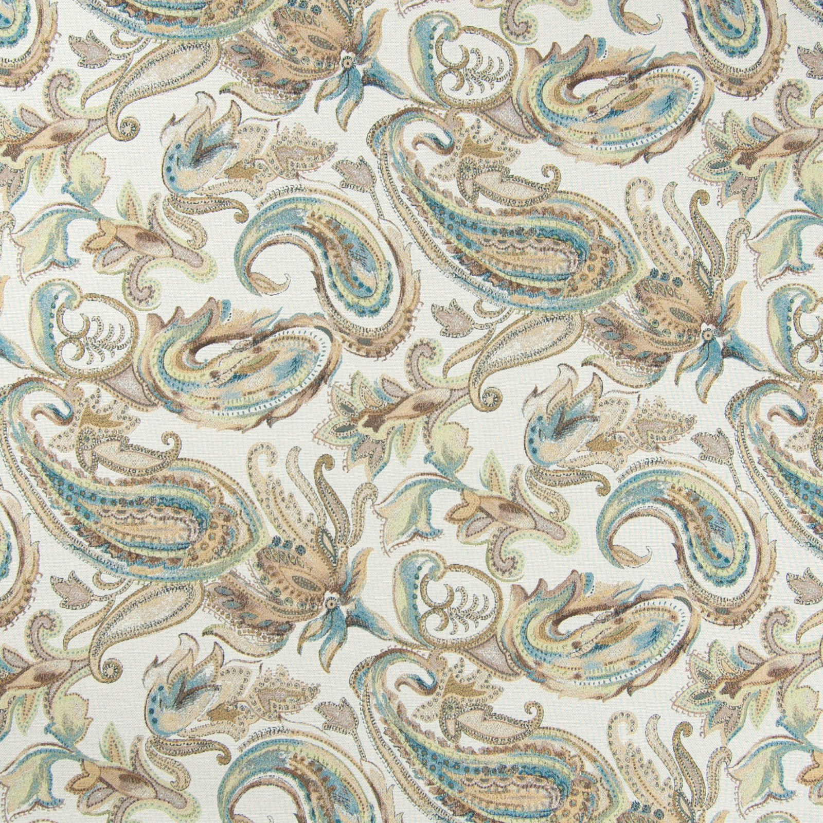 Nutmeg Blue and Teal Paisley Jacquard Upholstery Fabric by the yard G8432