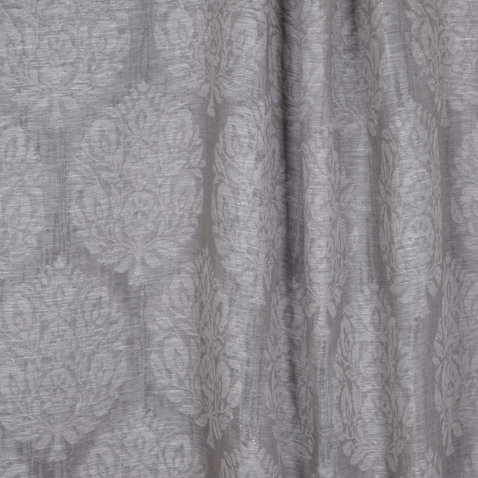 Chrome Gray Damask Sheer Upholstery Fabric