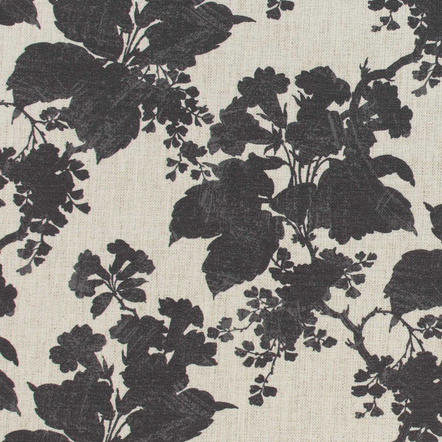 Ebony Black and White Floral Crypton Upholstery Fabric by the yard