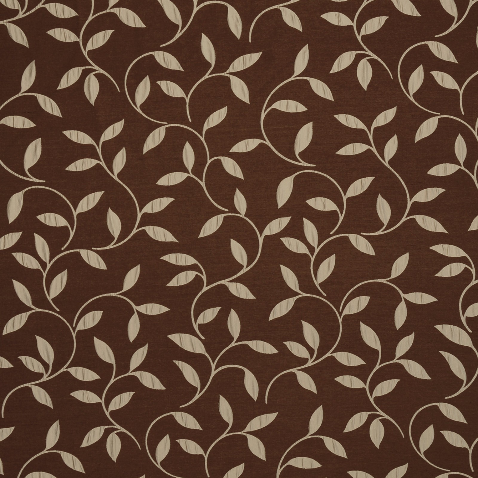 DRAPERY UPHOLSTERY FABRIC JACQUARD LEAVES DESIGN ANTIQUE CHOCOLATE BY THE YARD 