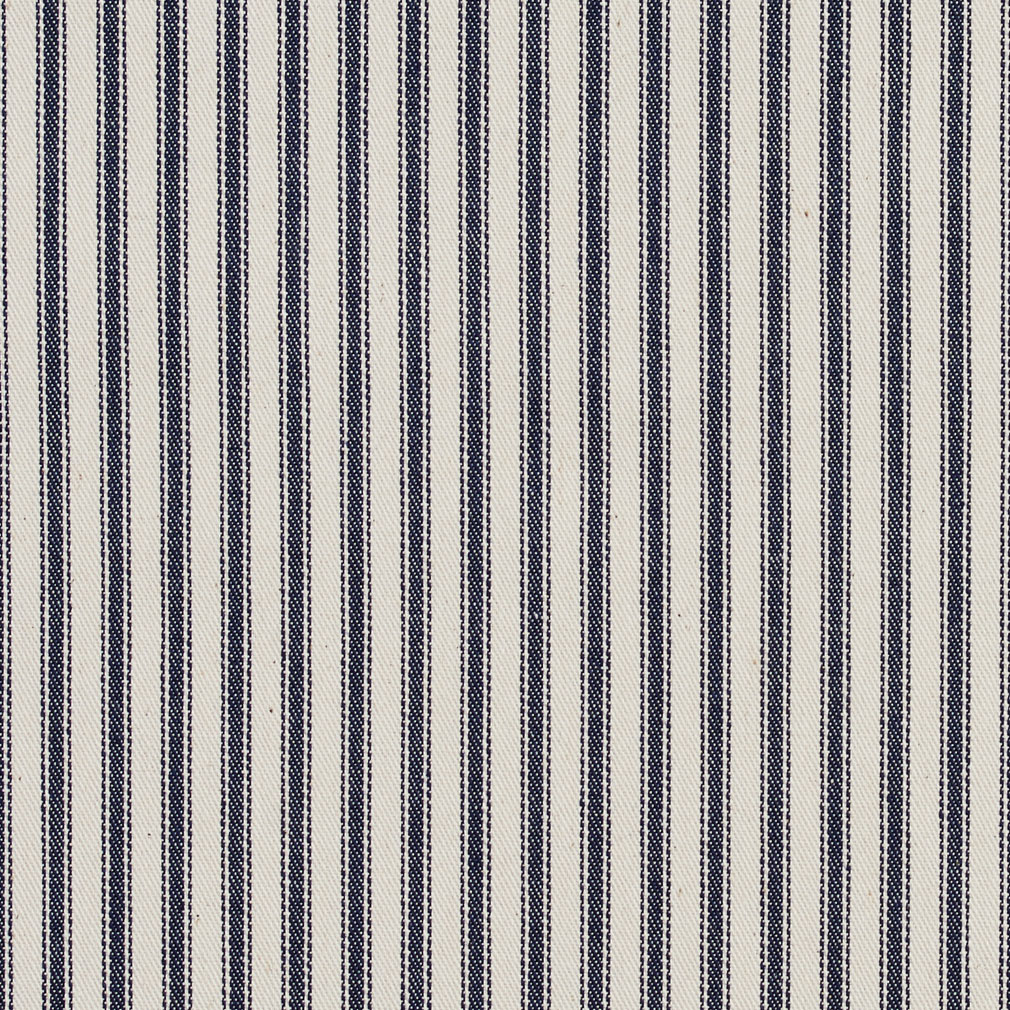 Dark Blue and White Small Stripe Class Pinstripe Look Denim 100 Cotton Upholstery Fabric