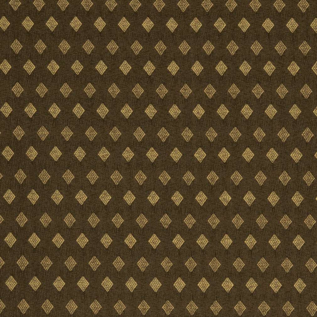 Brown and Gold Abstract Damask Drapery and Upholstery Fabric